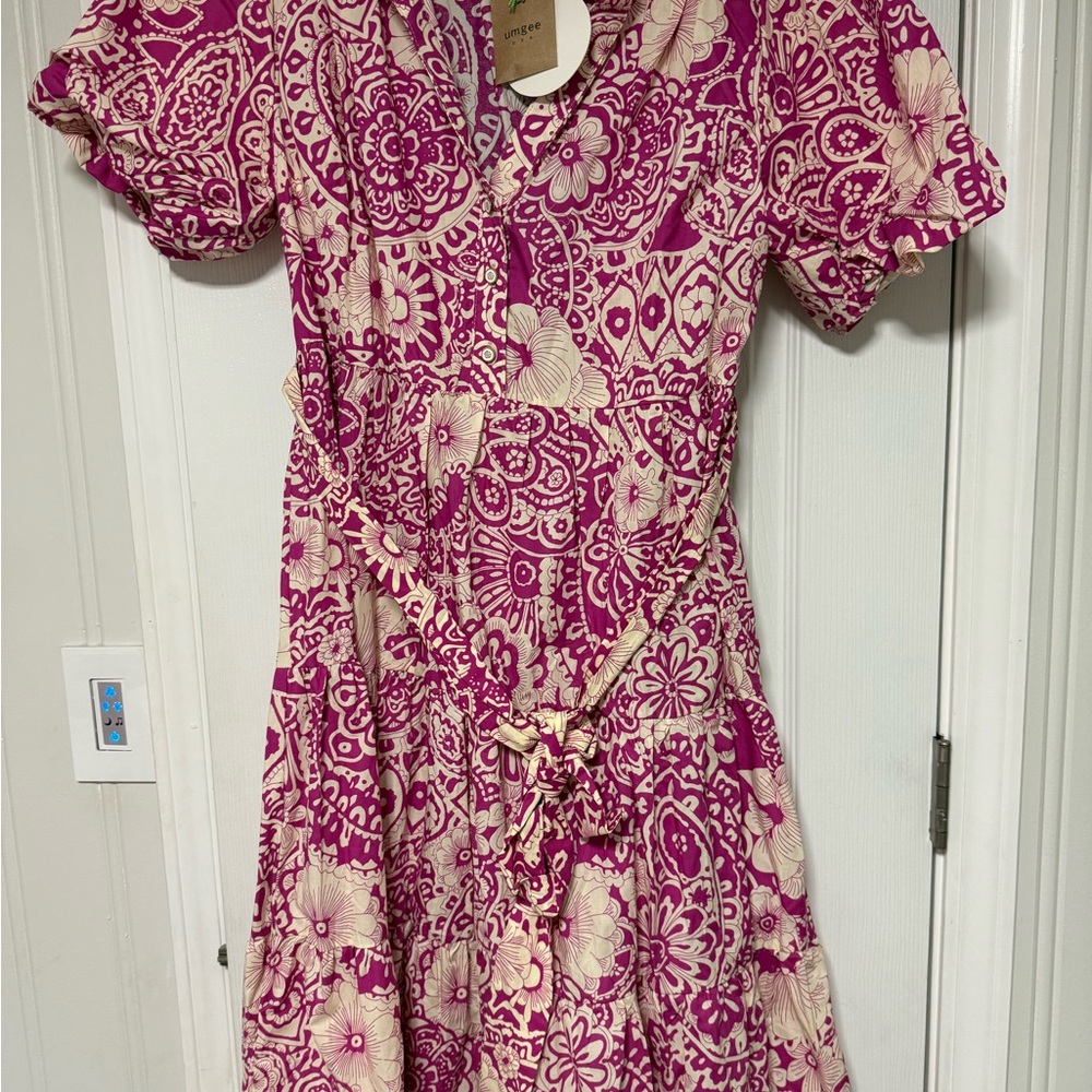 Umgee Pink and Cream Floral Dress